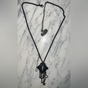 Alice in Wonderland Black and Gold Keyhole Chained Necklace Disney Couture Y2K
